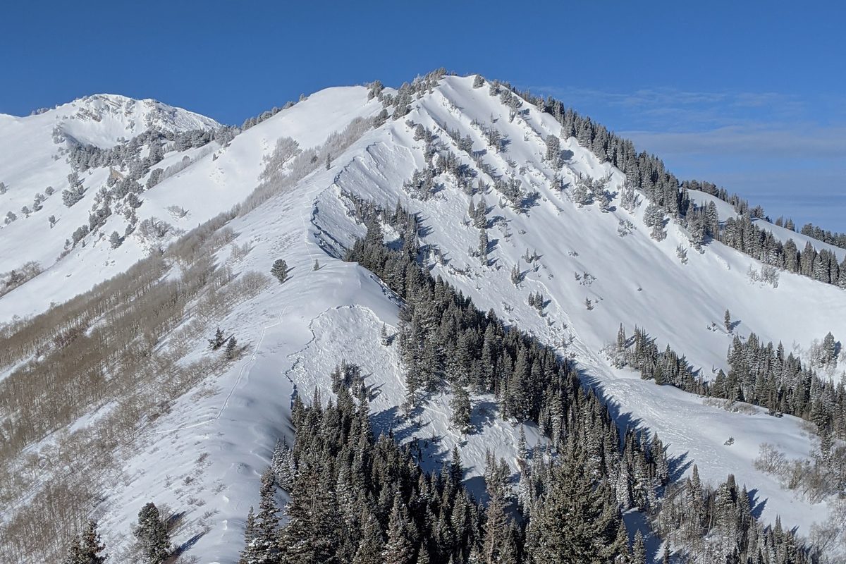 Snow covered Wasatch peaks above Ogden, Utah
